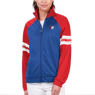 G-III 4Her by Carl Banks Womens G-III 4Her by Carl Banks Royal Philadelphia 76ers Main Player Raglan Rhinestone Full-Zip Track Jacket at Nordstrom, Size Xx-Large