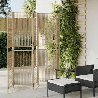 vidaXL Biombo De 5 Paneles Rat&aacute;n Sint&eacute;tico Beige Vidaxl