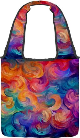 Generic Mysterious Colorful Flowing Swirls Texture Reversible Canvas Shoulder Tote - Double-Sided Print, 12oz Cotton, 27cm Drop, Fold-Flat Bag for Travel, Sho