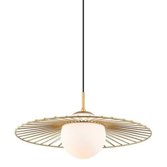 Netlighting Modern Hanging Pendant Golden 1 Light with Gold White Shade E27