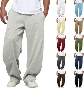 Generic Baggy Joggers for Men Uncuffed Straight Wide Leg Oversized Jogging Bottoms Loose Fit Open Hem Tracksuit Bottoms Gym Workout Athletic Sweatpants Trouse