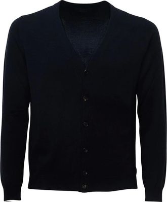 Zanone Cardigan con scollo a V e bottoni - - Knitwear - Uomo - Blu - M