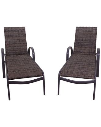 Courtyard Casual Set Of 2 Santa Fe Wicker Aluminum Chaise Lounges