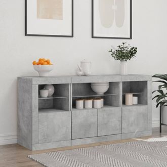 Berkfield Home Sideboard with LED Lights Concrete Grey 142.5x37x67 cm