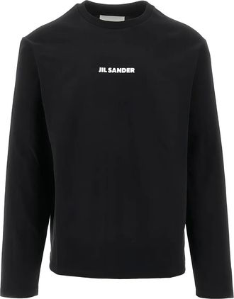 Jil Sander T-shirt met logodetail - Zwart