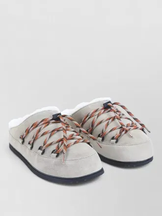 Prada shearling lined mules rubber sole triangle