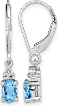 Diamond2Deal Sterling Silver Rhodium-plated Diamond and Blue Topaz Earrings