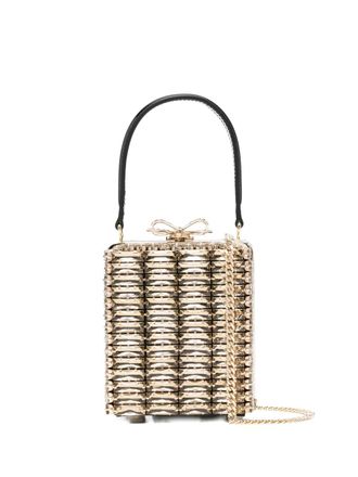 Self Portrait crystal-embellished top-handle mini bag - Goud