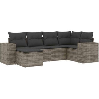 vidaXL Vidaxl - Set Divano da Giardino 6 pz con Cuscini Grigio in Polyrattan