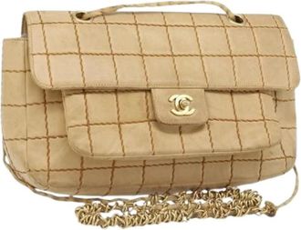 Chanel Pre-owned Handbags, female, Beige, Size: ONE SIZE Pre-owned Vintage Shoulder Bag