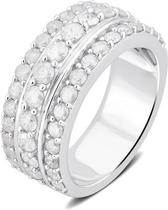 DiamondMuse 2.00 cttw Diamond Three Row Anniversary Ring in Sterling Silver(I-J, 2-I3)
