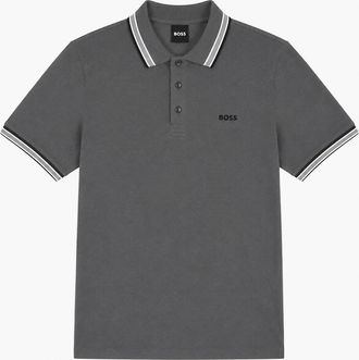 HUGO BOSS Mens BOSS Paddy Piqu&eacute; Polo Shirt Dark Grey - Black - Size: 42