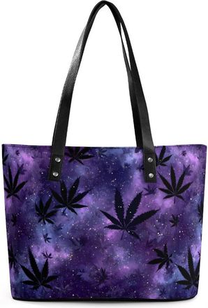 Generic Galaxy Weed Leaf Tote Bags for Women Cute Shoulder Purses Handbags