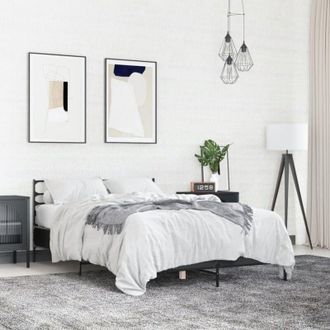 vidaXL Giroletto Nero 140x190 cm in Legno Multistrato e Metallo - Vidaxl