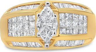 House of Brilliance 14K Yellow and White Gold 1 3/4 Cttw Multi Shaped Diamond Ring at Nordstrom, Size 7