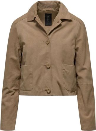 Bomboogie Gsl 6-04 Leren Jas - Dames - Leren en Su&egrave;de Jassen - Beige - L - Katoen - Jassen