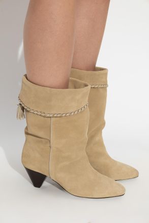Isabel Marant Suede Heeled Ankle Boots Dalby, Womens, Beige