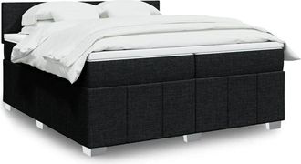 vidaXL Cama Box Spring Con Colch&oacute;n Tela Negro 200x200 Cm Vidaxl