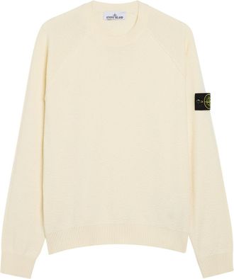 Stone Island Logo Cotton-knit Jumper - Ivory - L