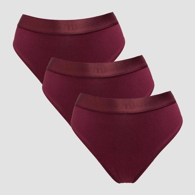 Braguita de bikini de talle medio para mujer de MP (paquete de 3) - Baya intenso - XS