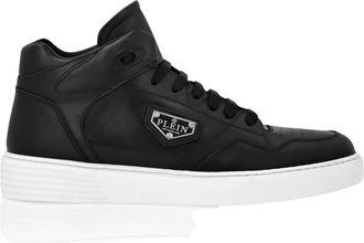 Philipp Plein Nappa Leather Mid Top Sneakers - unisex - Sneakers - Zwart - 38 EU - Leer - Schoenen