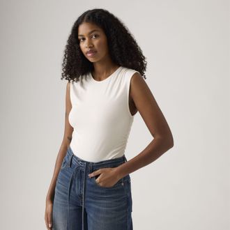 Levi's Crystal Ruched Top - Womens - L - White