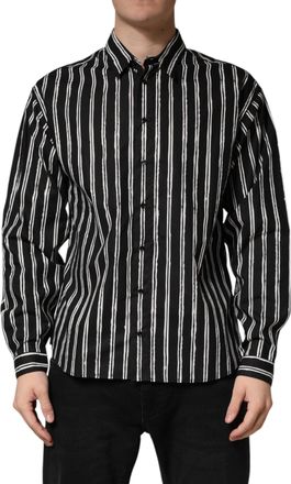 Dolce & Gabbana Black Stripes Cotton Men Formal Dress Shirt