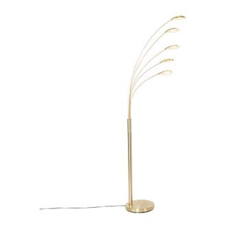 QAZQA Dise&ntilde;o L&aacute;mpara De Pie De Dise&ntilde;o Lat&oacute;n Con Led 5-luces - Sixties Trento Acero /vidrio /m&aacute;rmol Redonda Incluye Led Max. 5 X 5 Watt - Qazqa