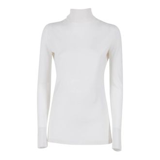 Fabiana Filippi Maglia Dolcevita in Filato Cashmere Seta - Dames - Cashmere truien - Wit - S - Kasjmier - Truien & Vesten