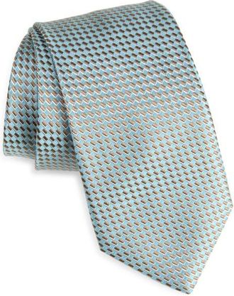 Canali Geometric Silk Tie in Light Green at Nordstrom