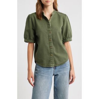 Rag & Bone Jordan Ultra Featherweight Short Sleeve Button-Up Shirt in Dark Olive at Nordstrom, Size Xx-Small