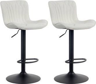 Clp Clp - Set De 2 Taburetes De Bar Linus En Tela, Terciopelo O Polipiel Crema Tela