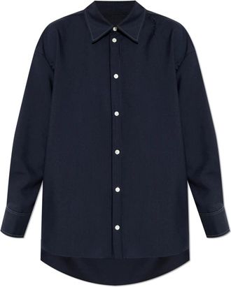 Marni Tropical Wool Shirt - Dames - Overhemden - Blauw - M - Katoen - Overhemden