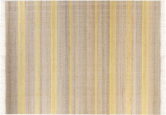 Beliani Alfombra De Yute Beige Claro Natural Amarillo 160 X 230 Cm A Rayas Borlas Talpur