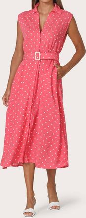Lusana Chloe Belted Linen Shirt Dress In French Spot