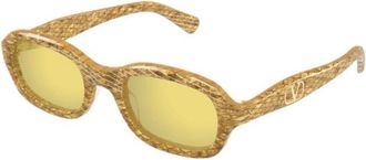 Valentino Rechthoekige Zonnebril - Dames - Zonnebrillen - Geel - 51 MM - Accessoires