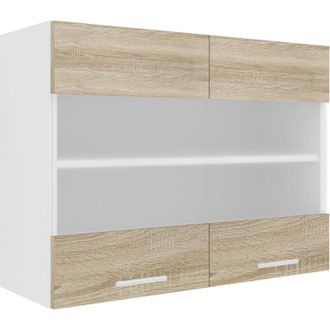 ebuy24 Armadio da cucina vcm appeso Dimensioni ca. a. 60 x l. 80 x t. 31 cm Armadio appeso con due scomparti Armadio cucina con vetro Mobili cucina - Esilo