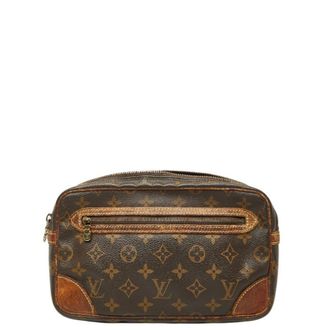 Louis Vuitton Brown Pvc Leather Clutch Bag (Pre-Owned)