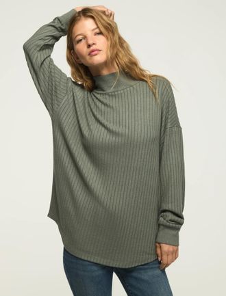 Lucky Brand Womens Cloud Long Sleeve Mock Neck Top