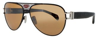 Bugatti Mens 63 mm Black Sterling Silver Sunglasses 11-BK-SS