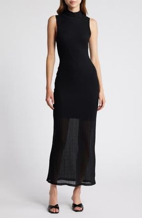 Frame Denim Mock Neck Mesh Maxi Dress in Black at Nordstrom Rack, Size Small