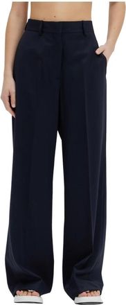 Erika Cavallini Semi Couture Brede broek - Dames - Wijde Broeken - Blauw - XL - Wol - Broeken