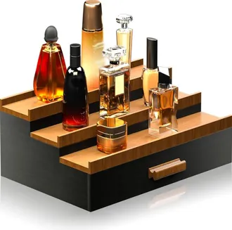 No Brand Porta Profumi Da Uomo A Tre Livelli Con Cassetti, Espositore E Supporto Per Organizzare I Profumi, Un Regalo Perfetto Per Gli Uomini (colore Legno Noc