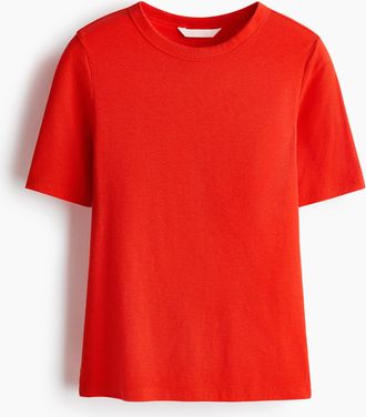 H&M Geripptes T-Shirt - Red