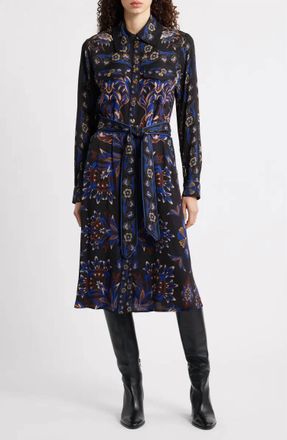 Farm Rio Arabesque Mix Scarves Midi Dress In Black