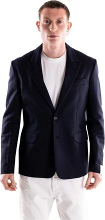 Paolo Pecora Licht Katoen-Linnen Jasje - Heren - Blazers - Blauw - M - Katoen - Jassen