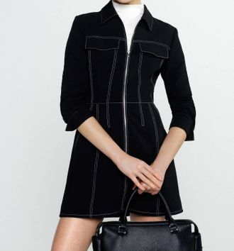 French Connection Azra Twill Mini Dress In Black