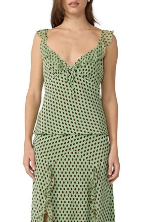 Diane Von F&uuml;rstenberg Lia Polka Dot Ruffle Trim Top in Jelly Polka Dot at Nordstrom, Size Xx-Small