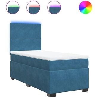 vidaXL Vidaxl - Cama Box Spring Con Colch&oacute;n Terciopelo Azul 100x200 Cm