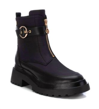Xti Womens Front Zip Biker Boots In Black